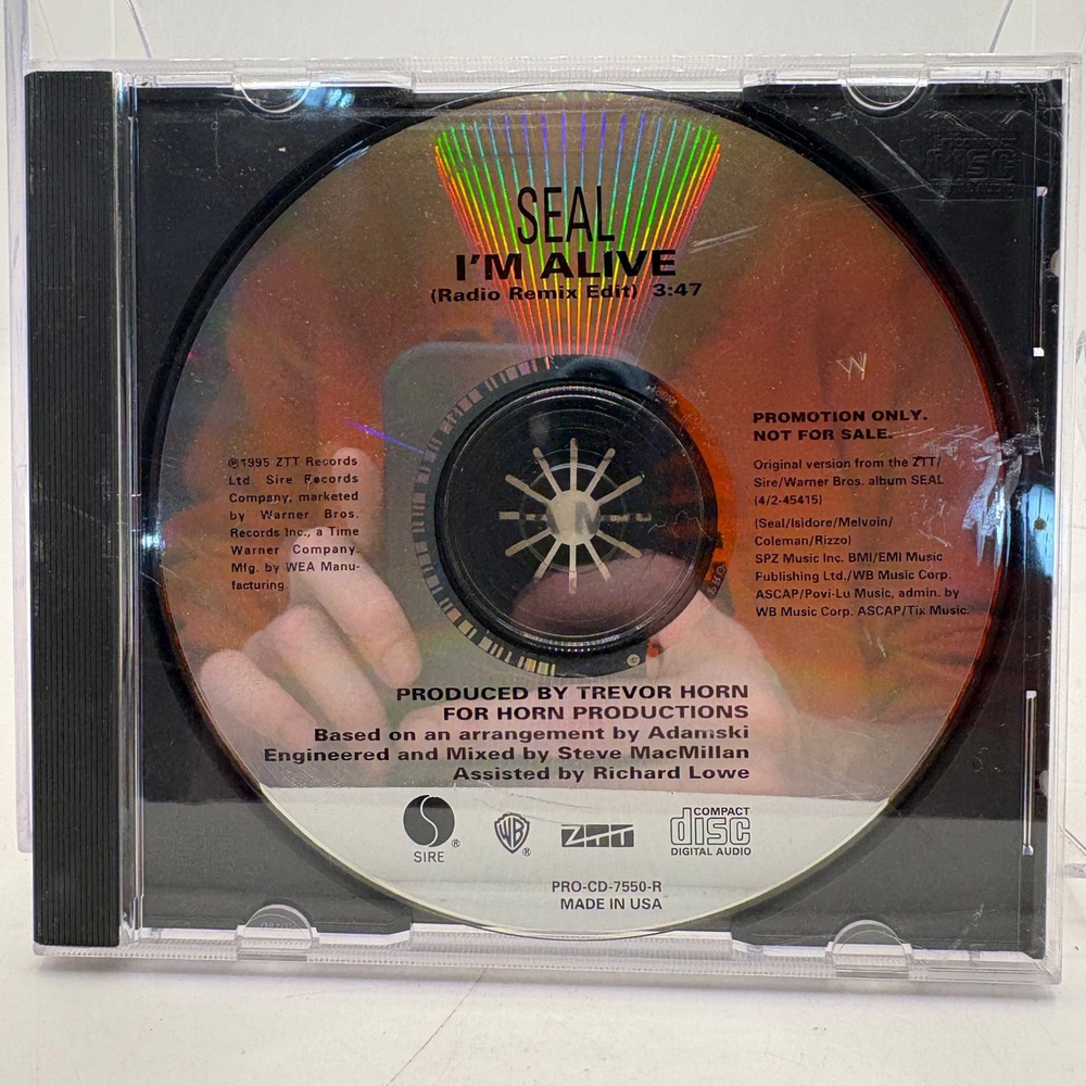 Seal I'm Alive‎ Radio Remix Edit Promo CD Single 1995 PRO-CD-7550-R Sire ZTT